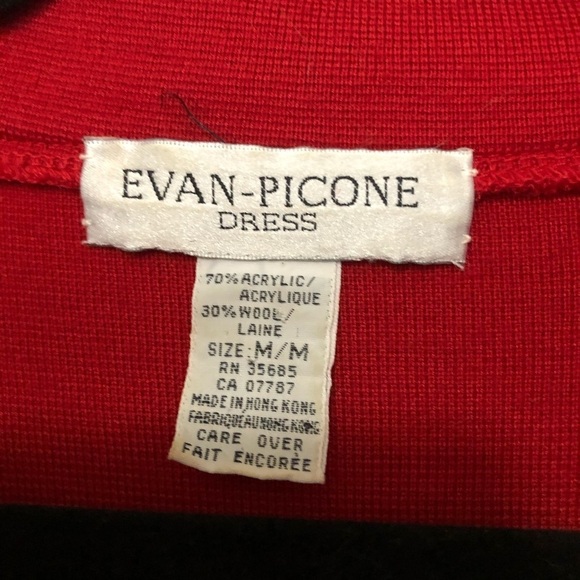 Evan-Picone Red Dress Long Sleeve Zip - Picture 3 of 6